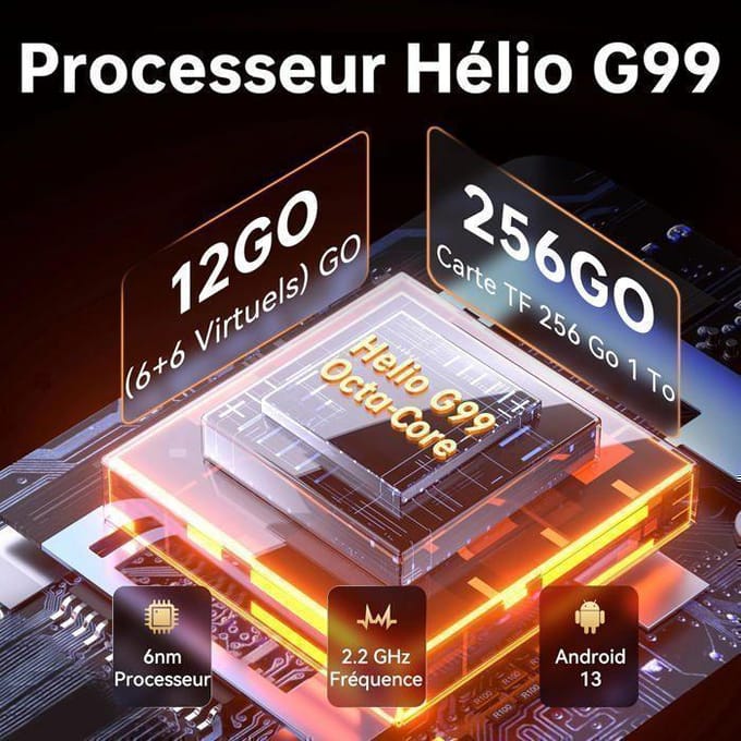 Tablette Incassable OUKITEL RT8 20000mAh 12GO+256GO 11  FHD+ Tablette Tactile 48MP Caméra Android 14 Double SIM 4G NFC IP68 Orange