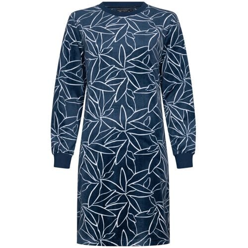 Pastunette Premium Nachthemd - Art Deco - Donkerblauw - Fleece - Maat 36