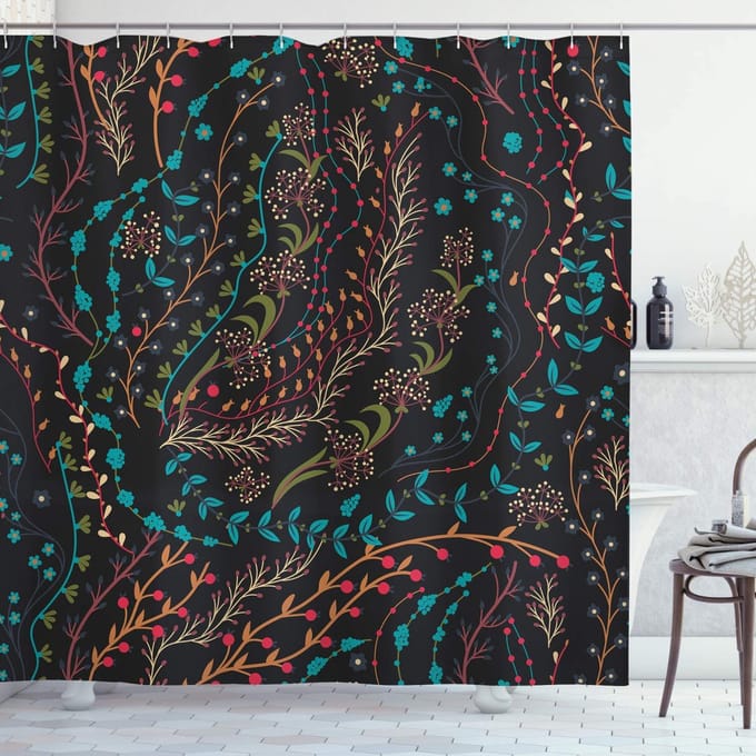 ABAKUHAUS Bloemen Douchegordijn – 175x180 cm – Multicolor