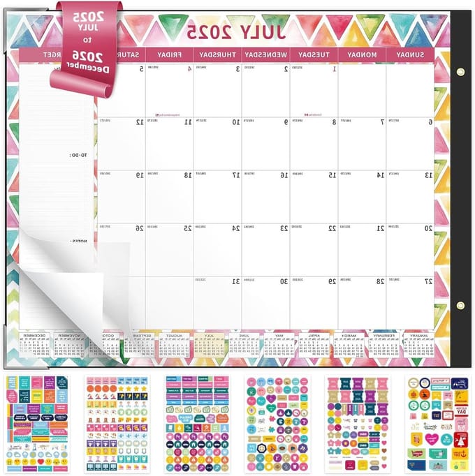 Bureaukalender Planner - Maandplanner Agenda - Planning Thuis - Inclusief Planstickers - 56 x 43 cm - Geometrie