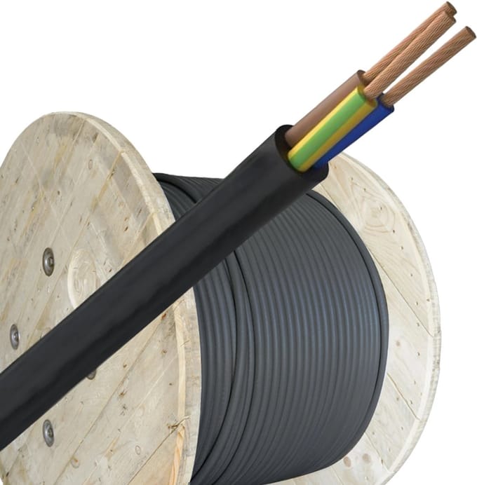 VMVL (H05VV-F) kabel 3x2.5mm2 zwart per haspel 500 meter