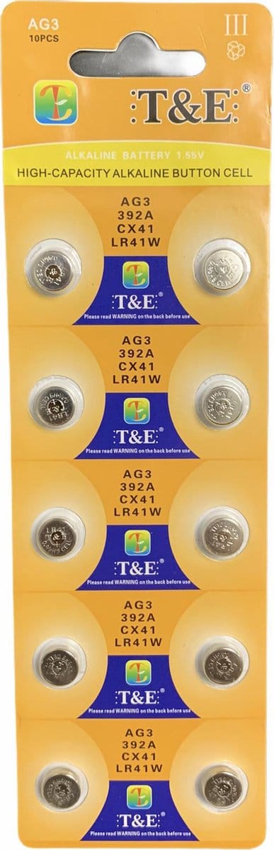 AG3 Alkaline Batterijen LR41 – Knoopcel - Hoge Capaciteit – 10 Stuks