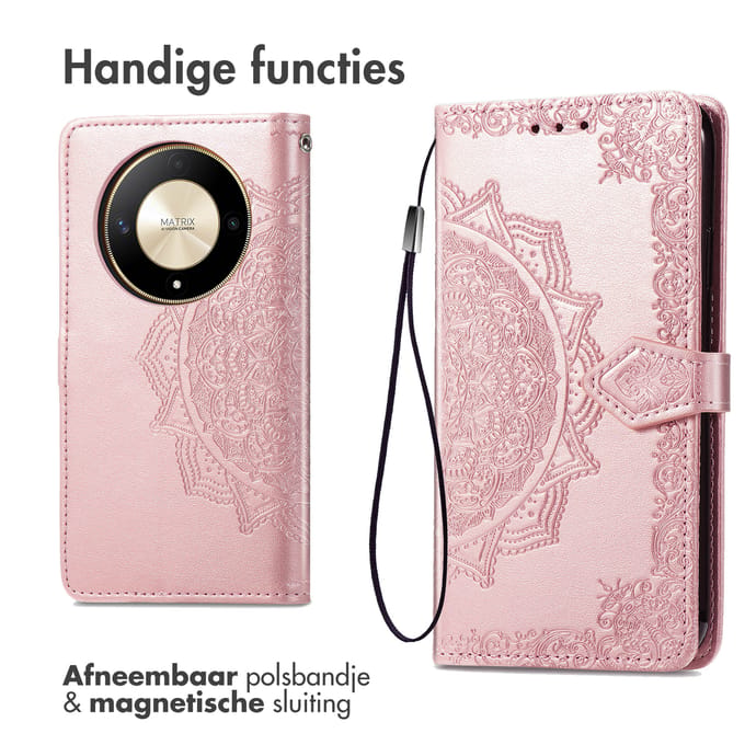 imoshion Hoesje - Geschikt voor Honor Magic 6 Lite - Mandala Bookcase - Rosé Goud