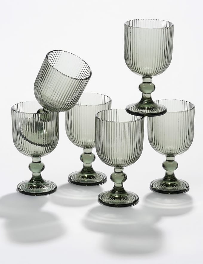 Mica Decorations Merlot Wijnglas set van 6 - 250 ml - Glas - Grijs
