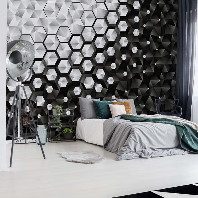 Fotobehang - Vlies Behang - 3D Hexagons - 416 x 290 cm