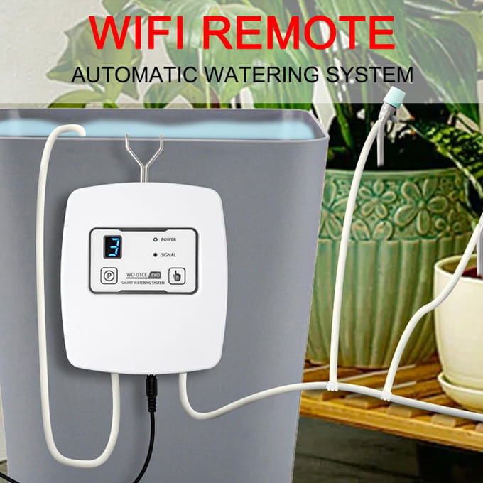 Système d'arrosage intelligent WIFI Télécommande Système d'arrosage automatique Pression d'eau réglable 1-4 vitesses US plug blanc
