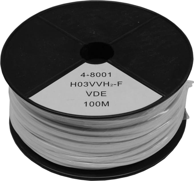 Benson Stroomkabel - Ovaal - 2 aderig - 0.75 mm - 100 meter - Wit