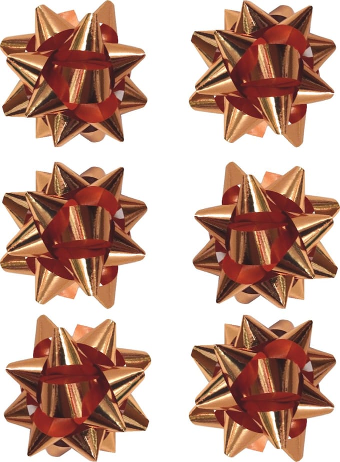 Set van 6 Rose Gouden Cadeau Strikken – Zelfklevend – Diameter 7 cm – Kunststof – 3BMT®