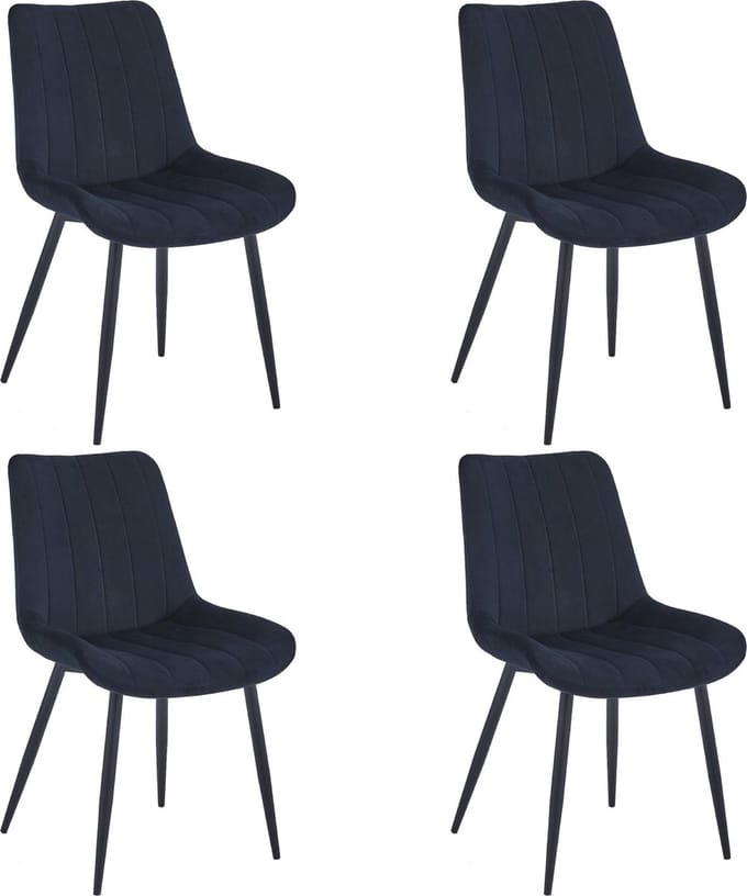 Colenis® - Verta Eetkamerstoel - Set Van 4 - Zwart - Velvet - Industrieel