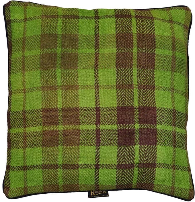 Handgeweven Groene Gestreepte Kilim Kussen
