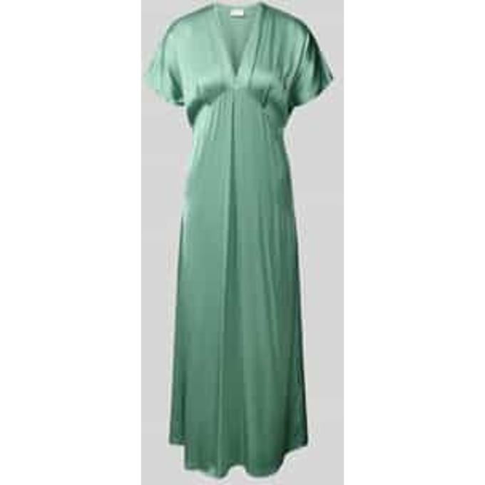 maxi-jurk van viscose met V-hals