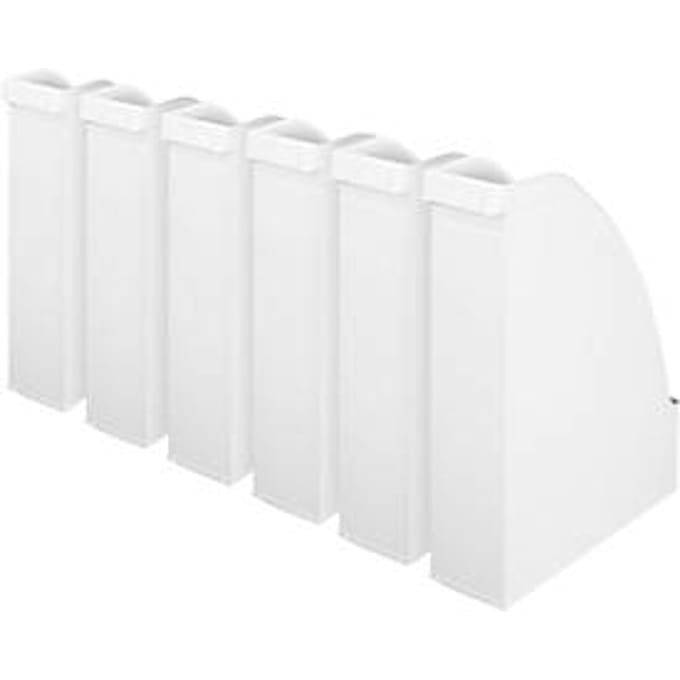 LEITZ® tijdschriftenhouder 2476, rugbreedte 70 mm, polystyreen, 6 stuks, wit
