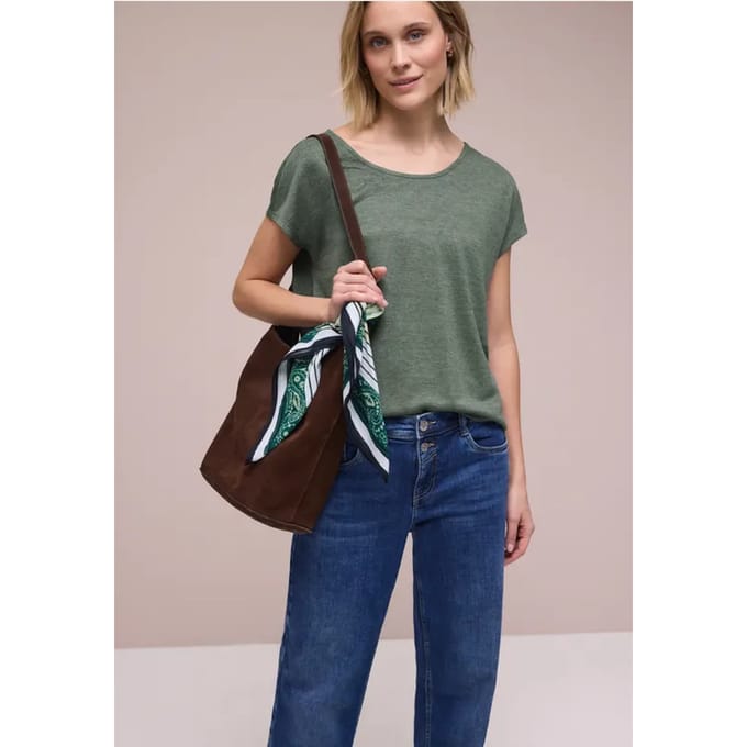 Shirt met overhangende schouders in linnenlook