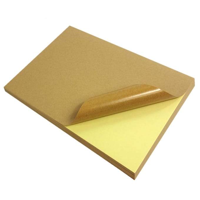 50 Vel A4 Bruin Kraft Stickerpapier Vel Zelfklevend Etiket Inkjet Printer lichtbruine kleur