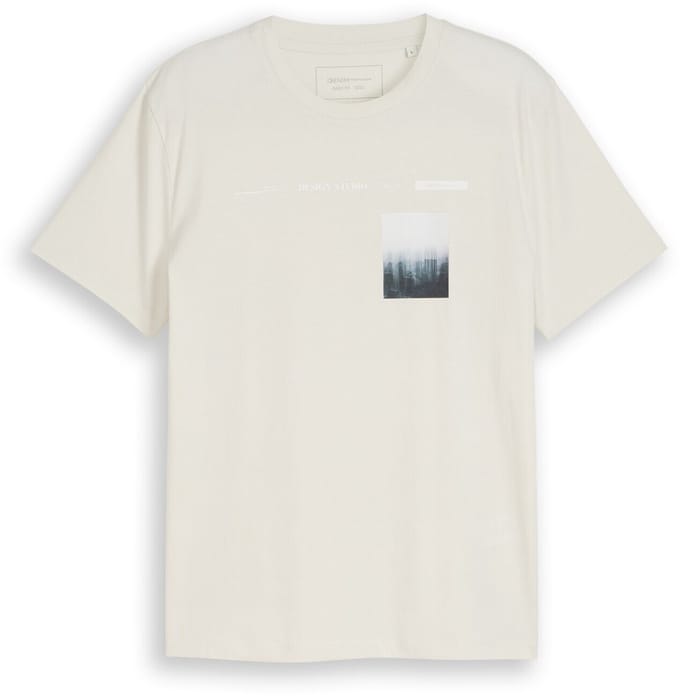 Tom Tailor Denim - T-shirt met fotoprint - Maat S - greyish white