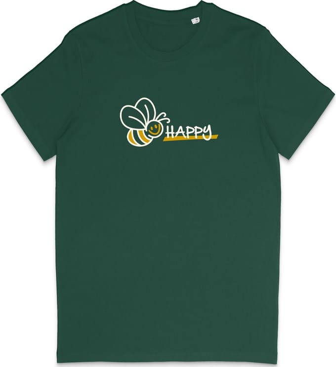 Grappig Heren en Dames T Shirt - Be Happy - Ben Gelukkig - Groen - XS