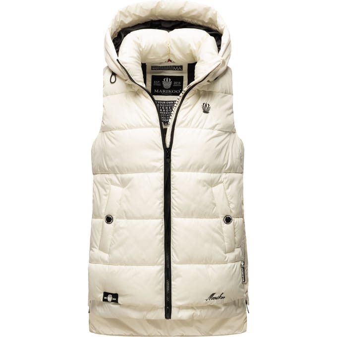 Marikoo dames gewatteerd vest – Zarinaa, licht met afneembare capuchon