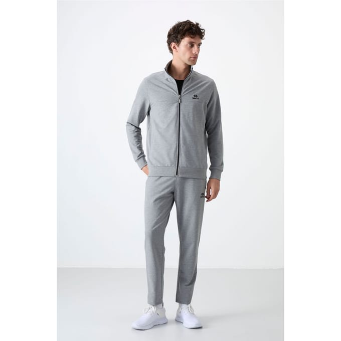 Heren Relaxed Fit Ritskraag Sweatshirt en Broeken Set