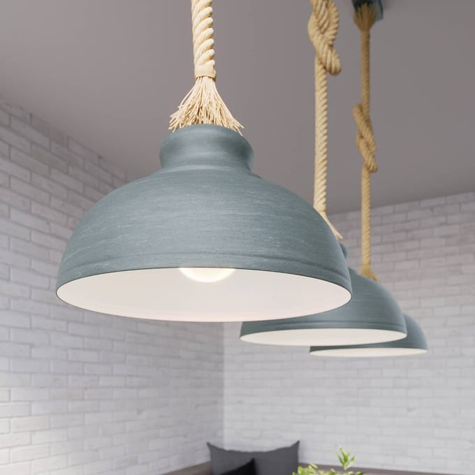 Lindby - hanglamp - 3lichts - metaal, kabel - H: 16 cm - E27 - beton