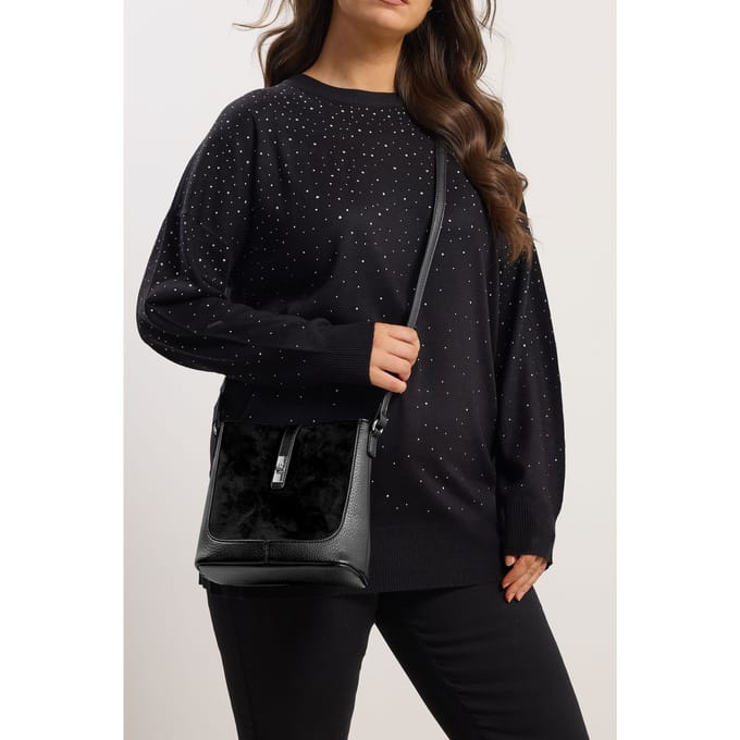 Yours Zwarte Crossbodytas Van Imitatiesuèdesize One Size