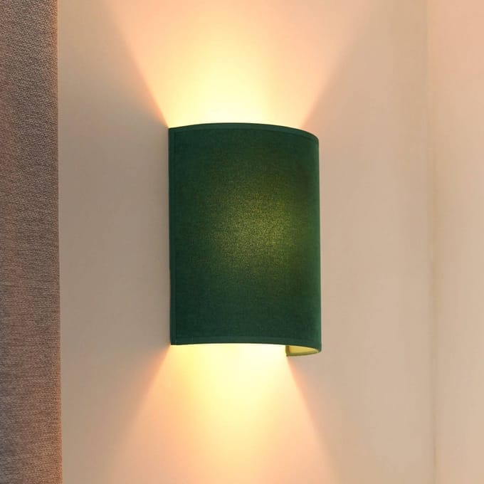 Duolla Wandlamp Semi Circle, fluweel, donkergroen, E27