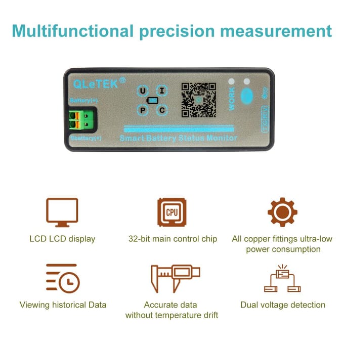 2,4 Inch Draadloze BT Spanningsmeter Stroommeter Amperemeter Voltmeter Coulometer Batterijvermogen KL300A-without display screen