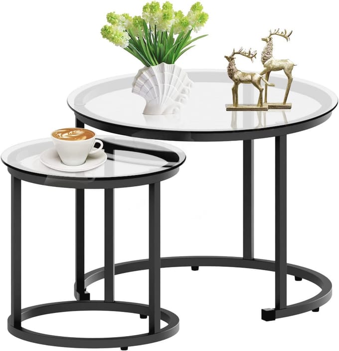 Nesting Salontafel van Glas in Zwart