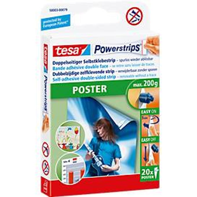 Kleefstrips tesa Powerstrips® poster dubbelzijdig 20 stuks blister 20 stuks