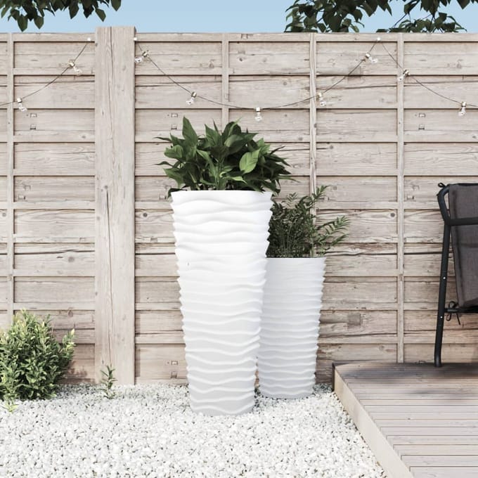 vidaXL - Plantenbak - met - uitneembare - bak - geribbeld - 18/45 - L - PP - wit