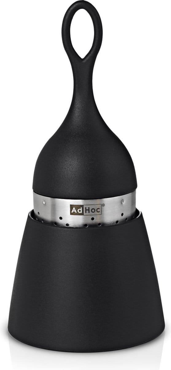 AdHoc Floatea Thee Ei Voor Losse Thee | Drijvende Theezeef & Thee Infuser | Met Uitlekhouder | Zwart