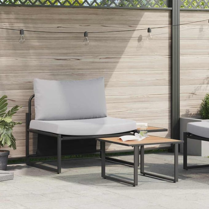 vidaXL - Tuinbank - Set - 2 - st - Lichtgrijs - Staal