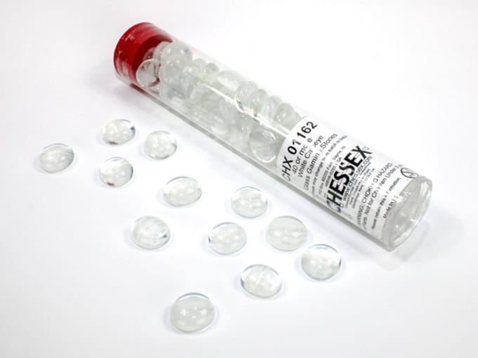 Chessex Glass Gaming Stones - Catseye White (40+)