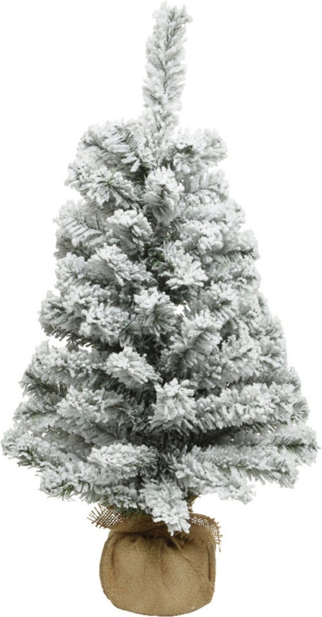 Decoris Mini Kunstkerstboom Imperial - Zonder Verlichting - H 60cm X Diam 35cm - Pvc - Besneeuwd