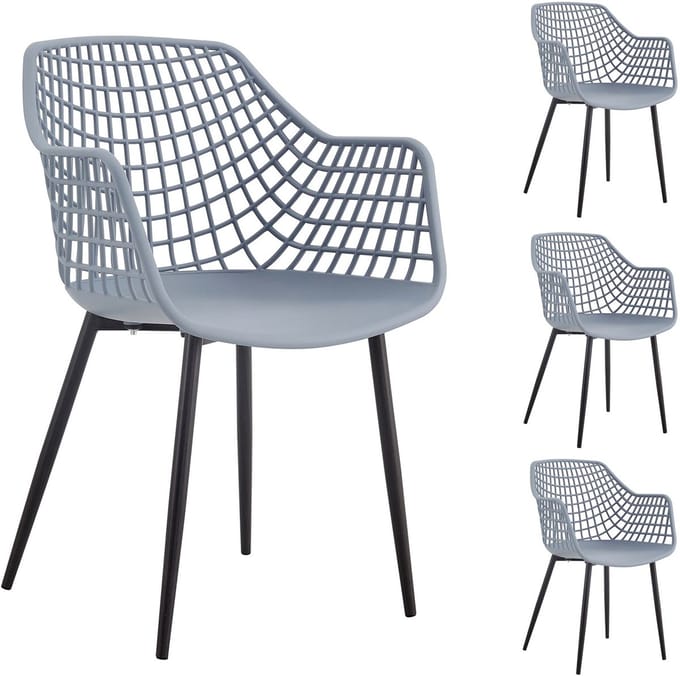 Tuinstoelen LUCIA, set van 4, van kunststof - lichtgrijs