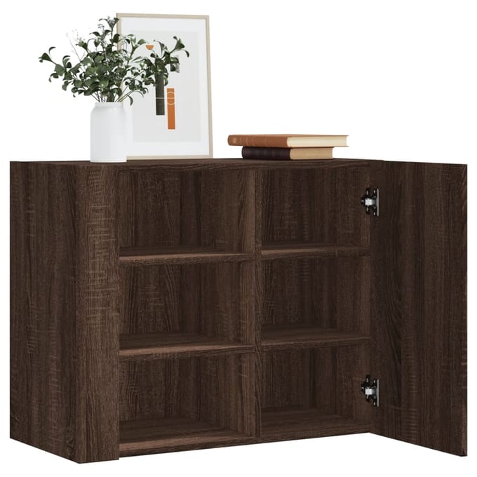 vidaXL - Wandkast - 75x35x60 - cm - bewerkt - hout - bruin - eikenkleurig