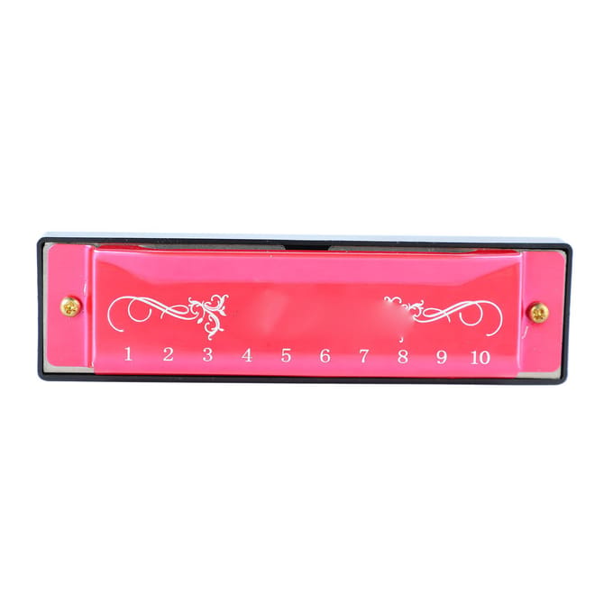 Harmonica 10 Trous 20 Notes Ton de Do Professionnel Standard Harmonica à Bouche avec Étui pour Enfant Débutant Rose rouge rose