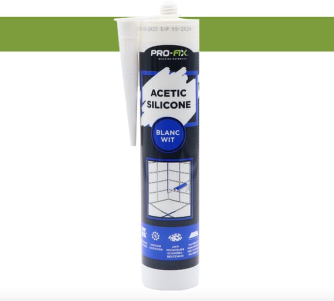 Pro-Fix Acetoxy Siliconenkit Wit – 300 ml, Schimmelbestendig, Binnen/Buiten