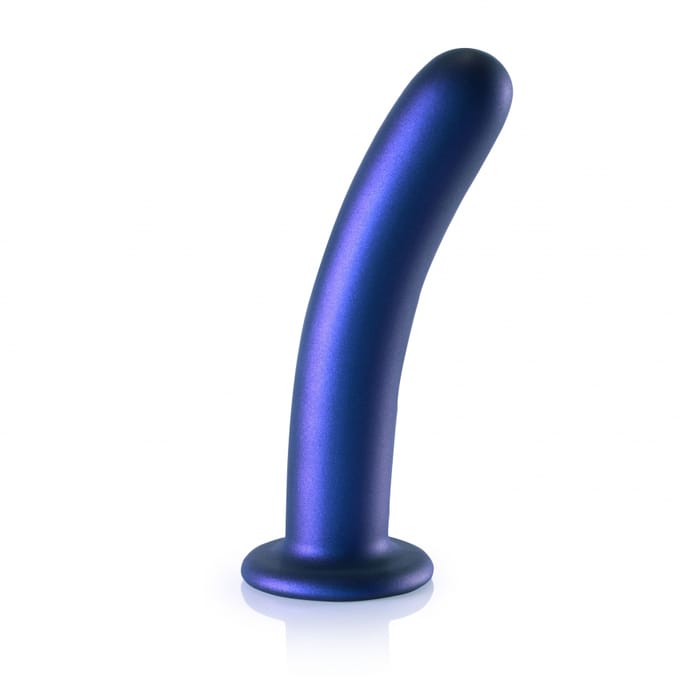 Ouch! by Shots Zachte siliconen G-Spot Dildo - 7'' / 17 cm - Metallic - Blauw