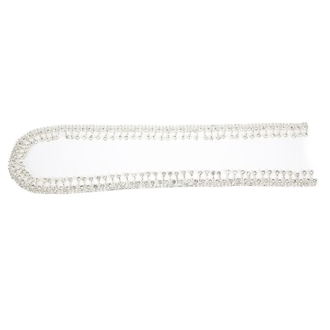2cm 1 Yard Frange Strass Pendentif Strass Rond Courte Gland Frange Strass Facile à Couper white