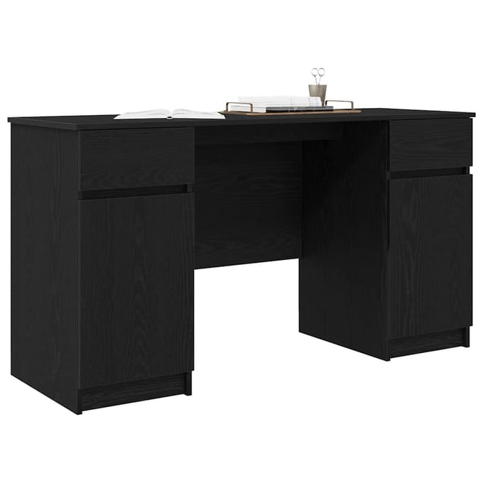 vidaXL - Bureau - Zwart - eiken - Bewerkt - hout - 140 - x - 49 - x - 76 - cm