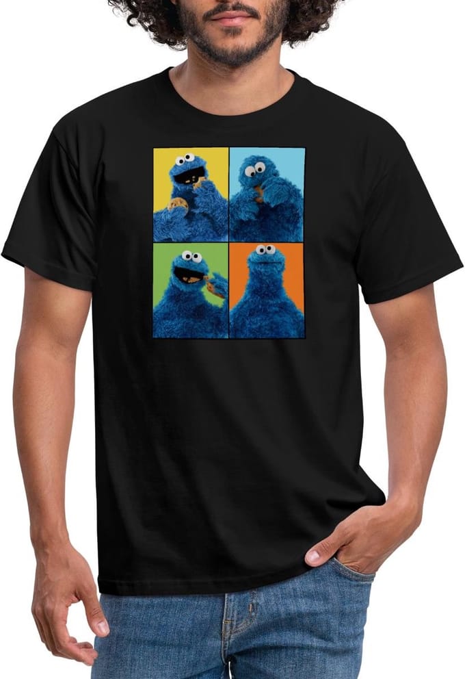 Sesamstraat Koekiemonster Kunst T-Shirt Heren
