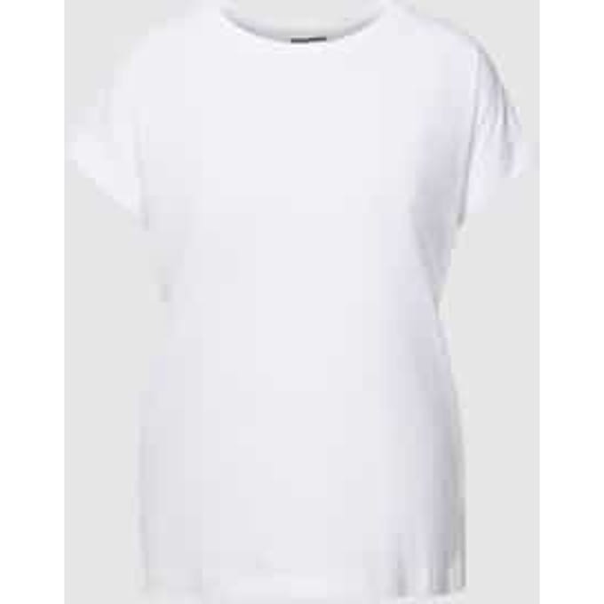 T-shirt met geribde ronde hals, model 'IDAARA'