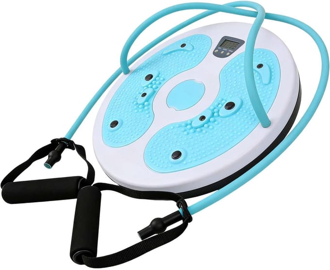 Twist Schijf - Buikspiertrainer - Core Training - Met Calorieënteller - 28 cm - Blauw Wit