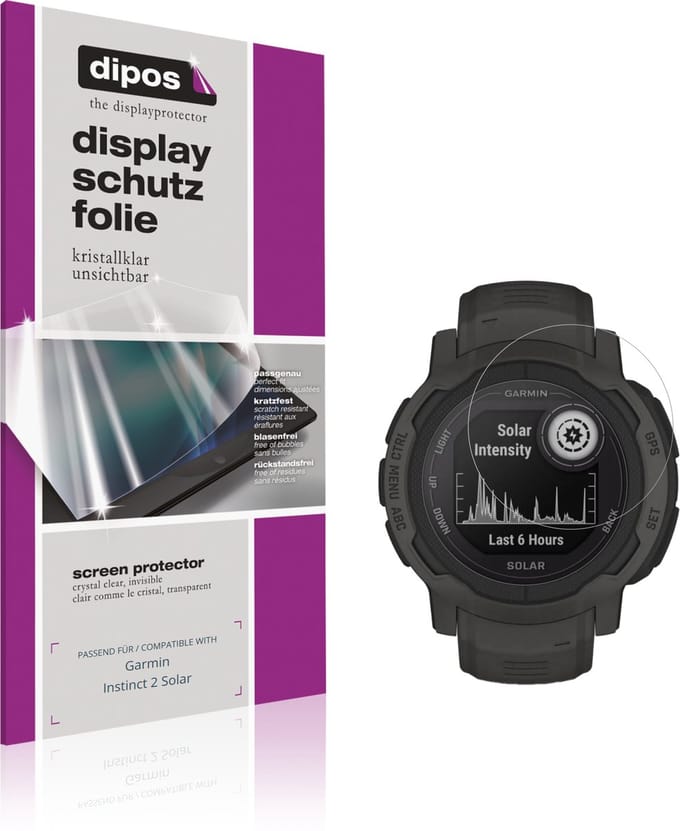 dipos – 6x Beschermfolie geschikt voor Garmin Instinct 2 Solar | Krasbestendige & heldere Screenprotector Ultra-Thin
