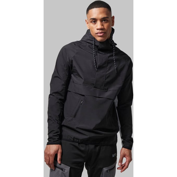 Man Active Gym Regular Fit Windbreaker Jacket | Black | Size Large