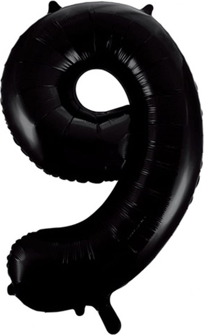 Wefiesta - Folieballon Cijfer 9 Zwart - 86 cm
