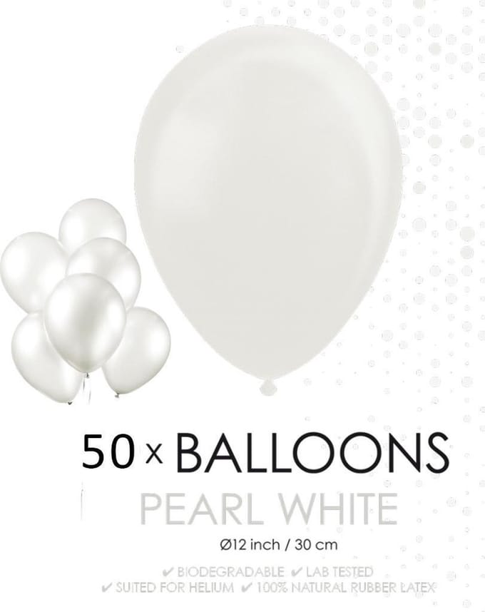 Parel witte ballonnen 30 cm.