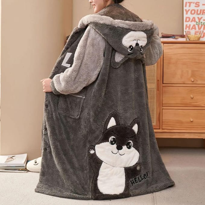 Dames Winter Badjas Kimono Riem Pyjama Pyjama Pyjama Flanel Plus Size Huiskleding Dames Pyjama 3XL brown