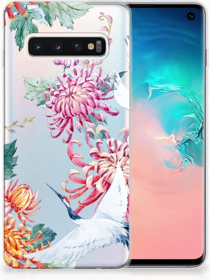 Samsung Galaxy S10 TPU Hoesje Bird Flowers