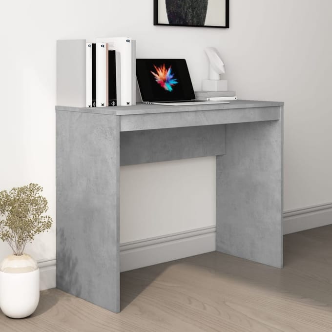 vidaXL - Bureau - 90x40x72 - cm - bewerkt - hout - betongrijs